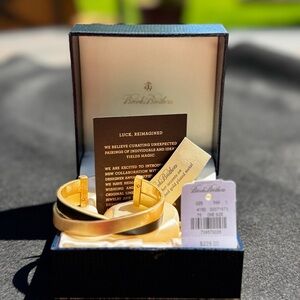 Brooks Brothers 12K Gold Plated Brushed Cuff Bracelet Heritage Luxe Minimal Icon